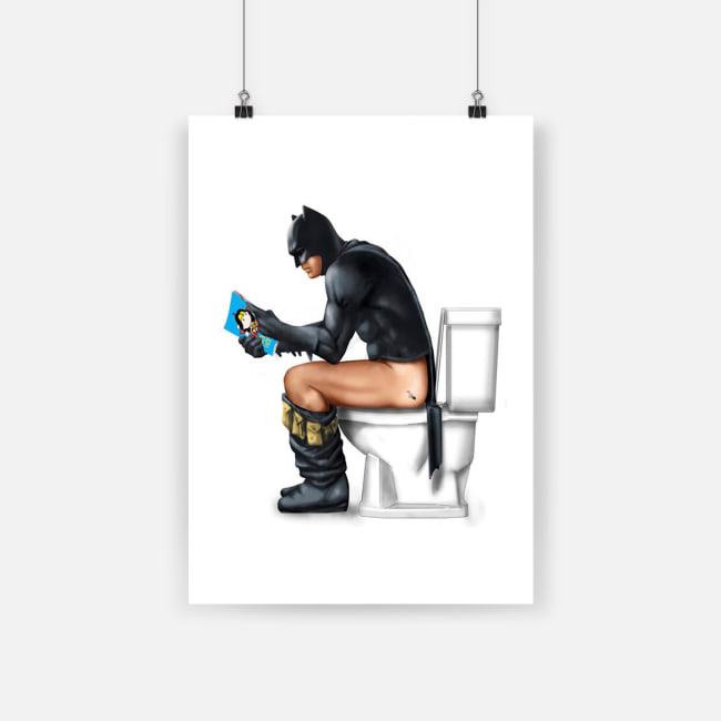 Superhero batman on the toilet poster - a1