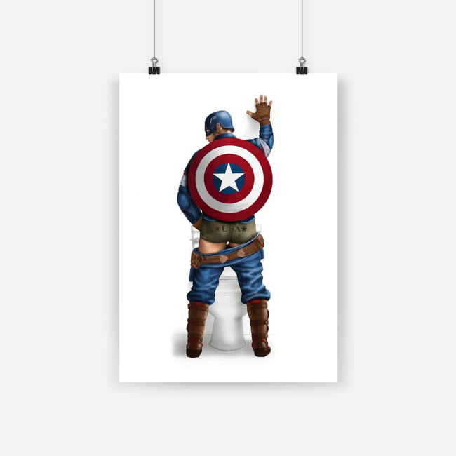 Superhero captain america on the toilet poster - a1