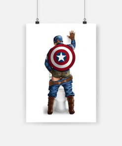 Superhero captain america on the toilet poster - a4