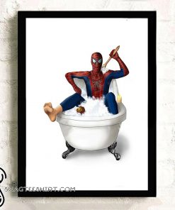 Superhero spider-man on the toilet poster