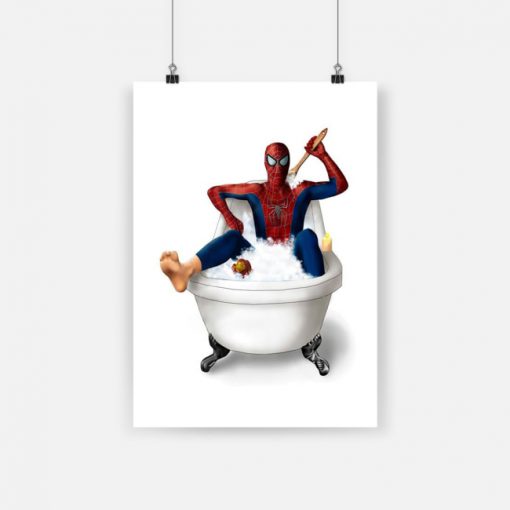 Superhero spider-man on the toilet poster - a4
