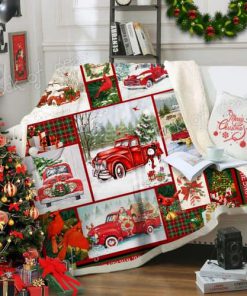Take a little christmas with you red truck christmas sofa blanket 1