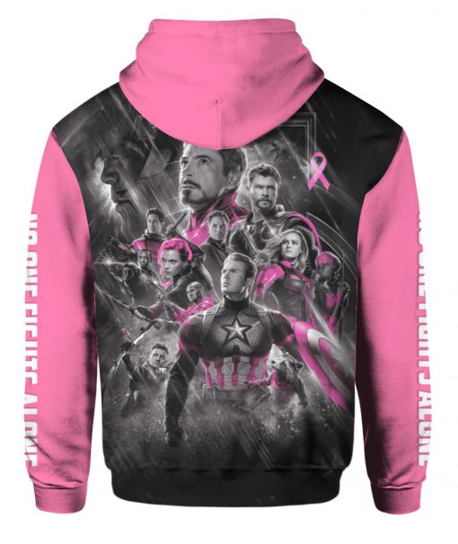 The avengers no one fights alone breast cancer awareness all over printed zip hoodie - back