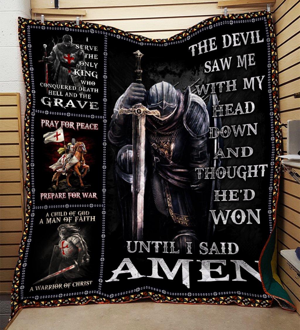 The devil saw me with my head down knight templar blanket - king