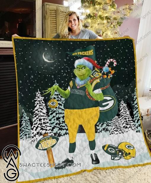 The grinch santa claus green bay packers christmas blanket