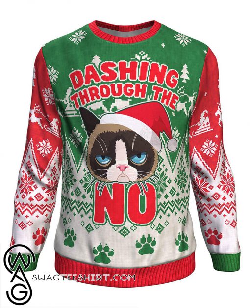The grumpy cat dashing through the no all over print sweater