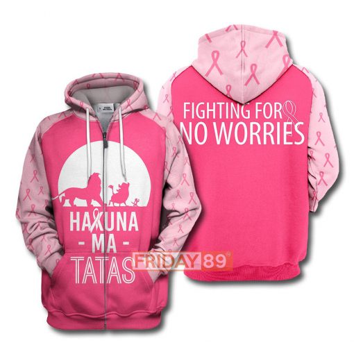 The lion king hakuna ma tatas breast cancer awareness 3d zip hoodie