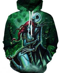 The nightmare before christmas jack skellington and sally halloween 3d hoodie - size L