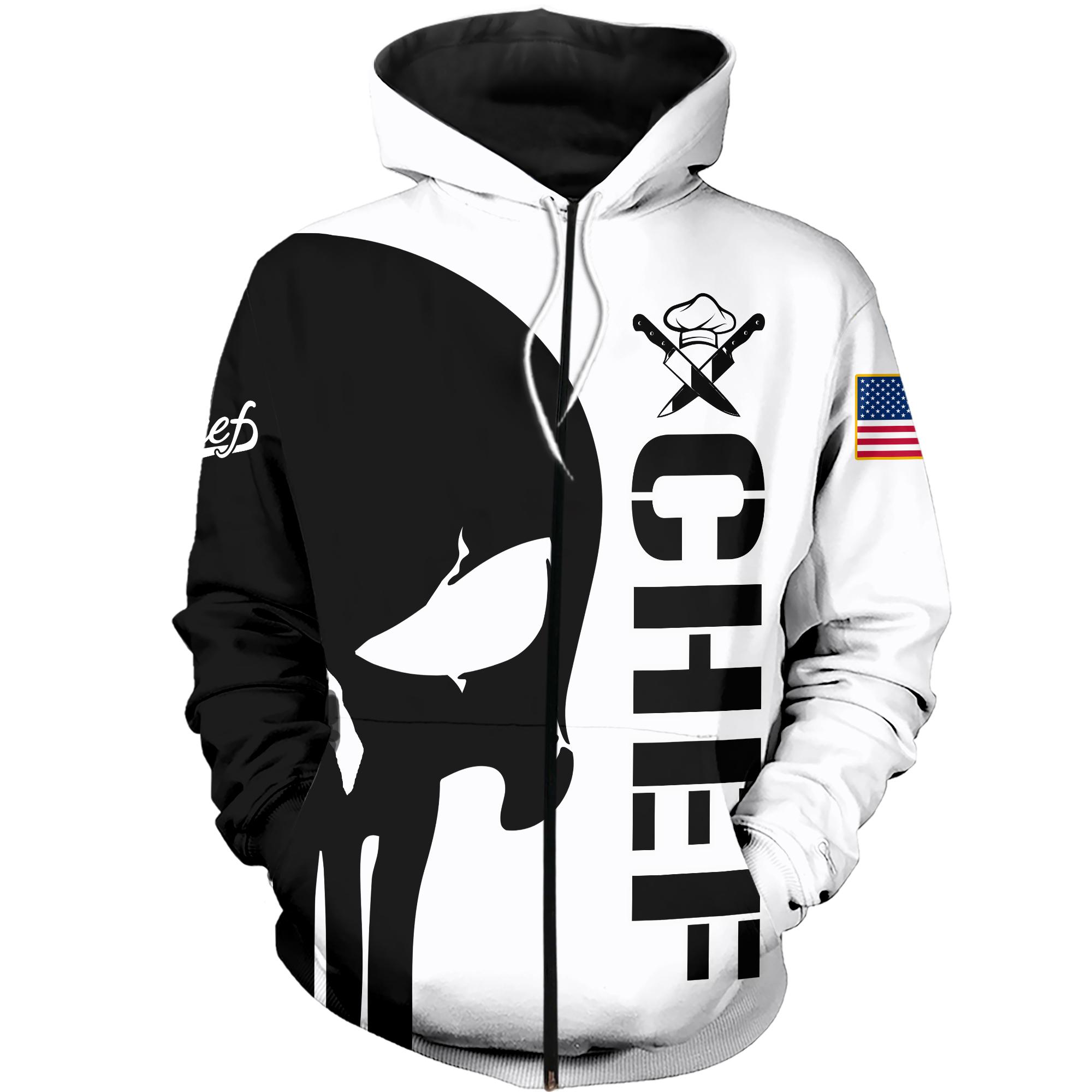 The punisher chef all over print zip hoodie - 1