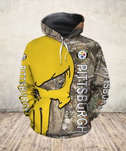 The punisher pittsburgh steelers all over print hoodie - front