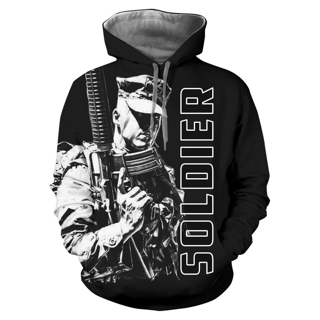 US army veteran soldier 3d full printing hoodie - size L