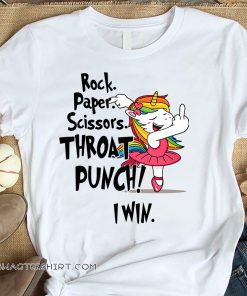 Unicorn ballet rock paper scissors throat punch I win shirt