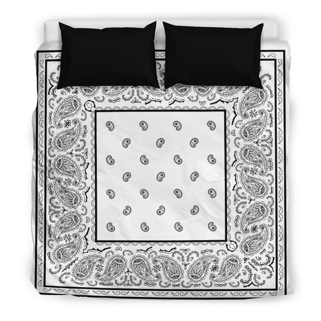 White bandana duvet cover bedding set - california king