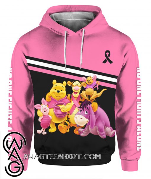 Winnie-the-pooh breast cancer awareness all over printed hoodie