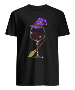 Witch wine glitter halloween mens shirt