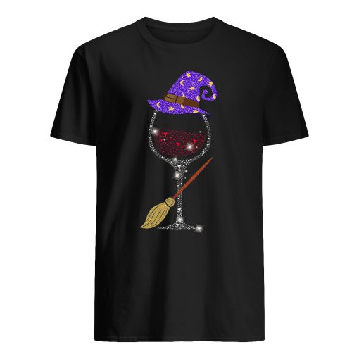 Witch wine glitter halloween mens shirt