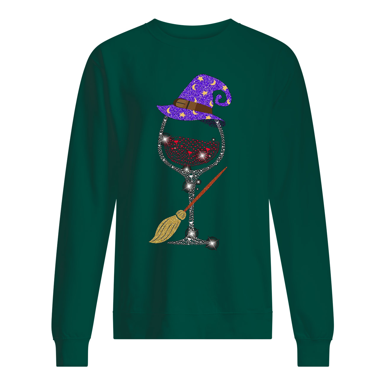 Witch wine glitter halloween sweatshirt