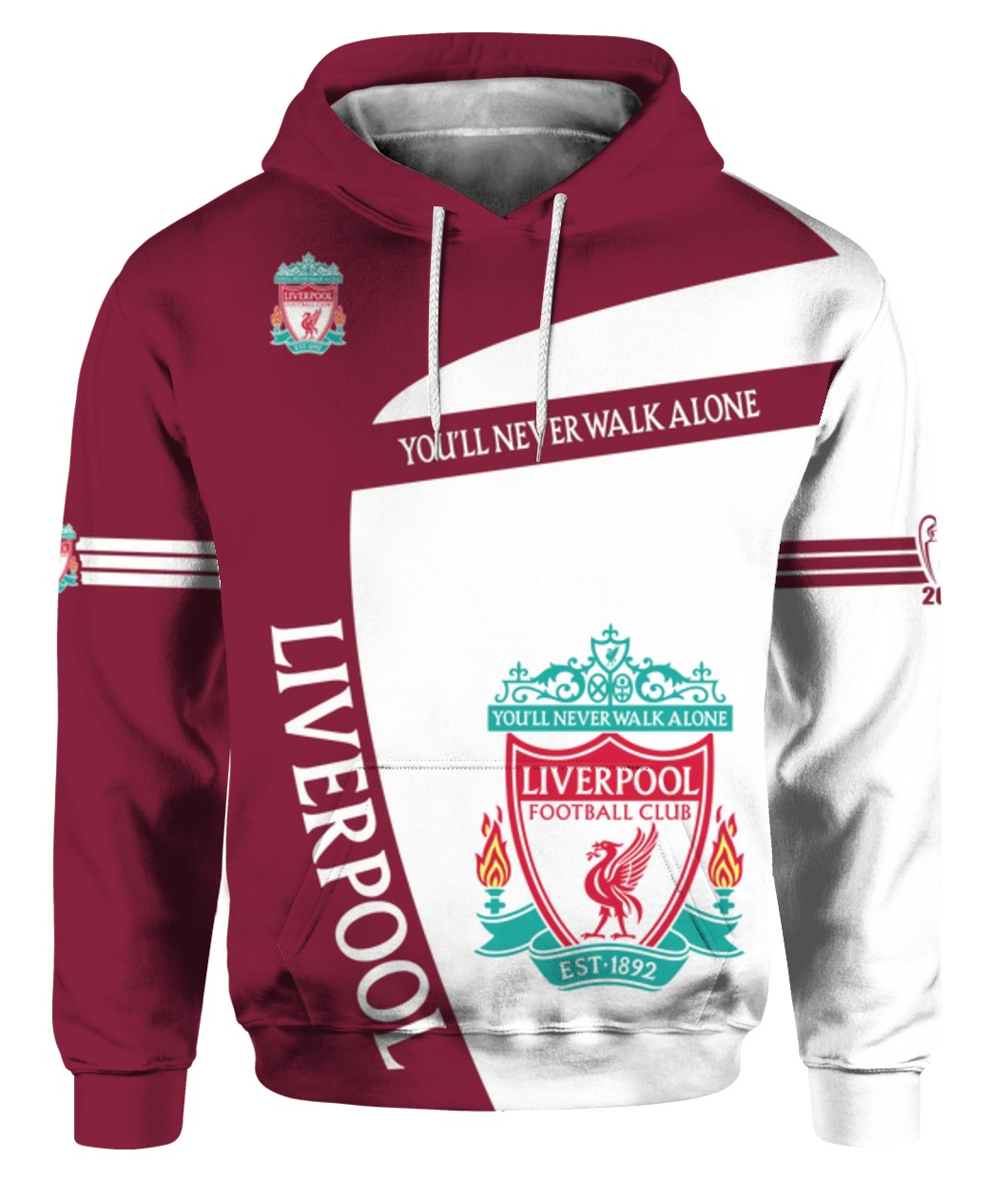You'll never walk alone liverpool football club all over print hoodie - front
