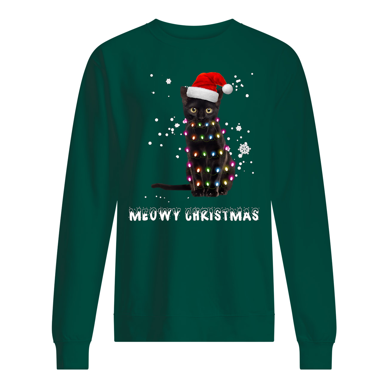 Black cat meowy christmas sweatshirt