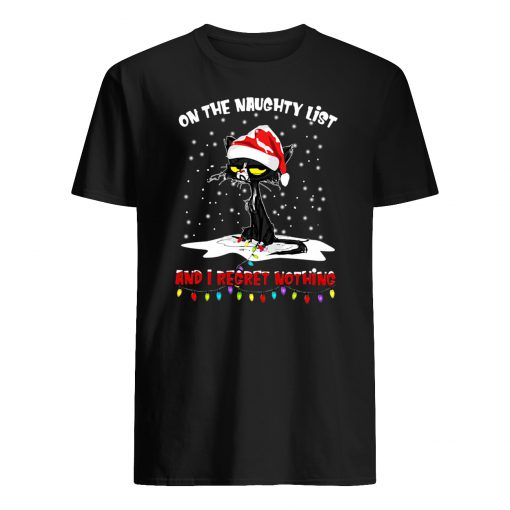 Black cats on the naughty list and i regret nothing christmas mens shirt