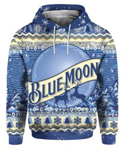 Blue moon beer bottle full printing ugly christmas hoodie