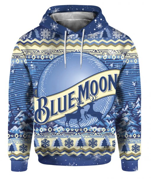 Blue moon beer bottle full printing ugly christmas hoodie