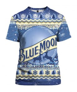 Blue moon beer bottle full printing ugly christmas tshirt