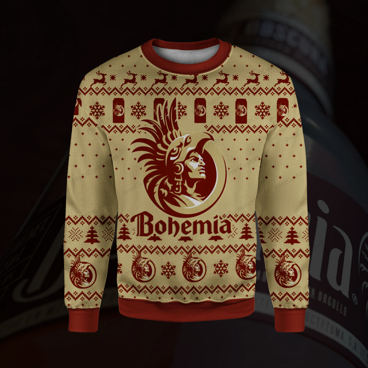 Bohemia beer full printing ugly christmas sweater 1
