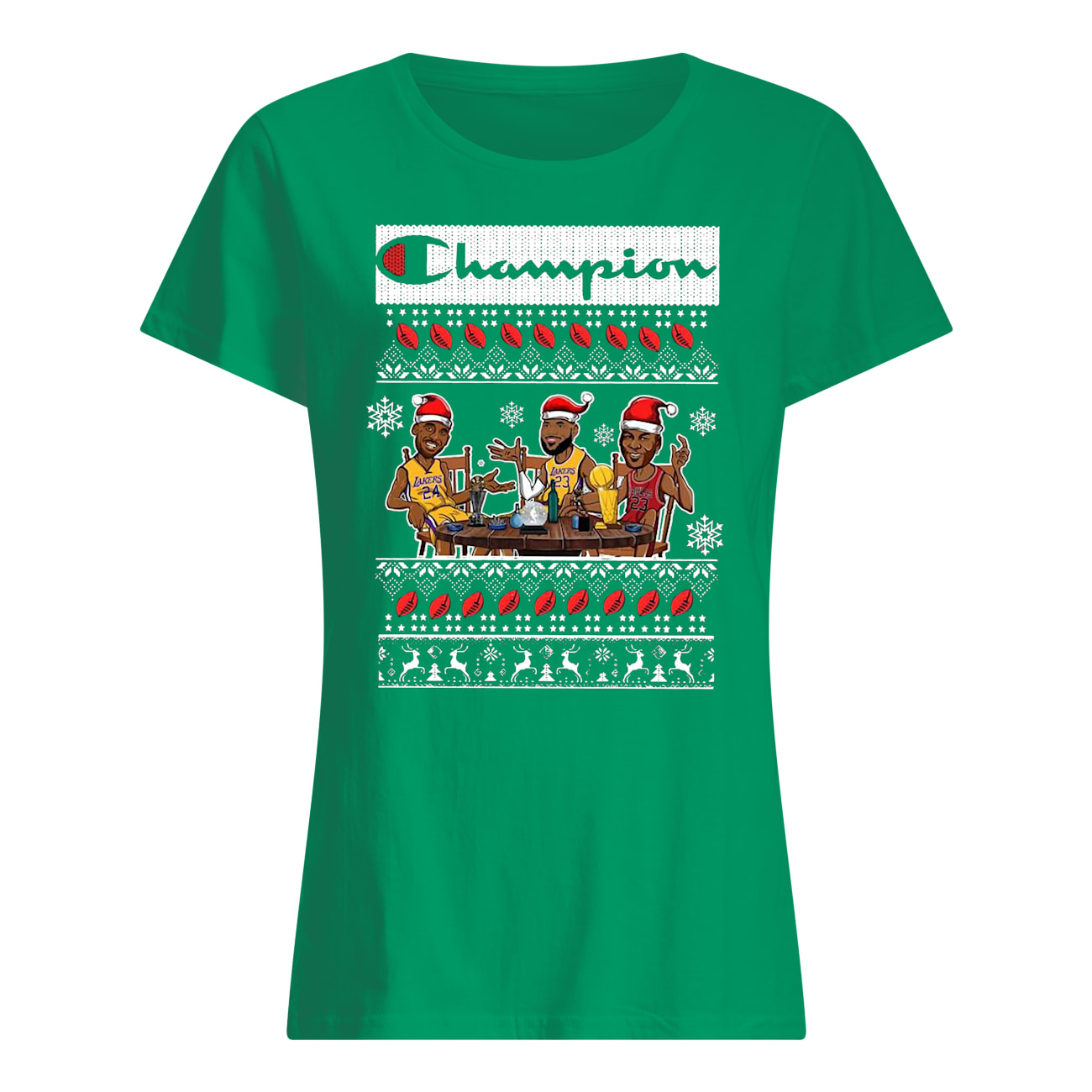 Champion lebron james kobe bryant and michael jordan christmas womens shirt