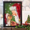 Christmas boxer dog painting with santa poster