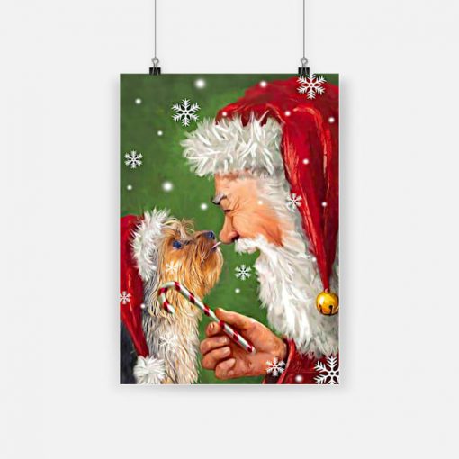Christmas boxer dog painting with santa poster 4