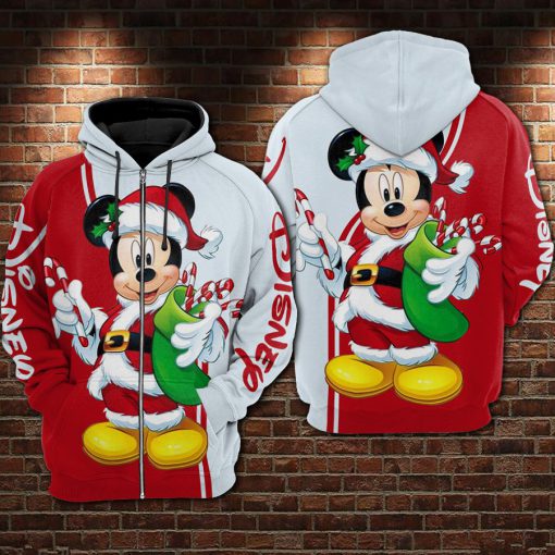 Christmas mickey mouse all over printed zip hoodie 1