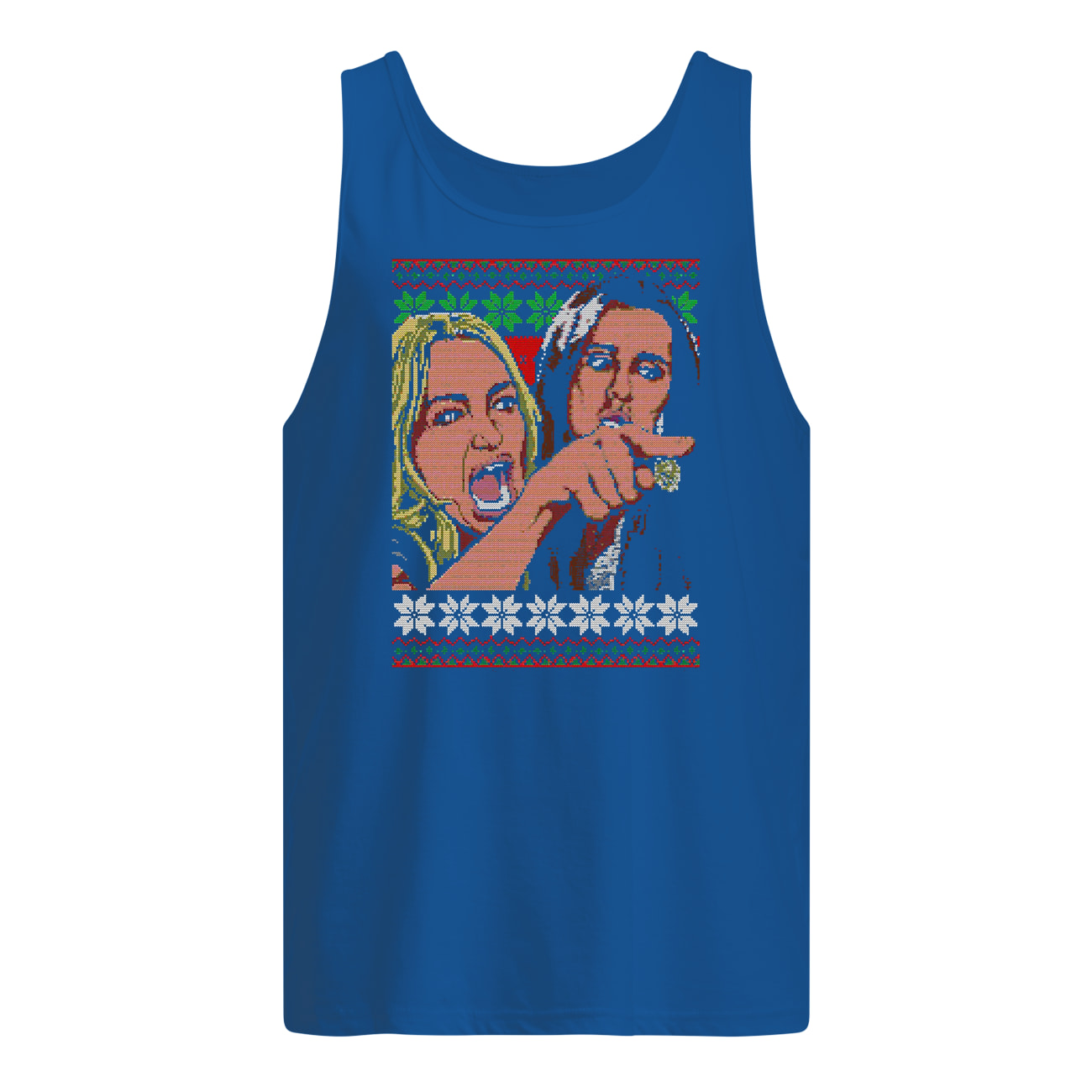 Christmas party woman yelling at cat ugly christmas tank top