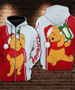 Christmas winnie-the-pooh all over printed zip hoodie 1