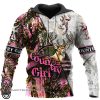 Country girl deer pink all over print hoodie