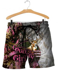 Country girl deer pink all over print shorts