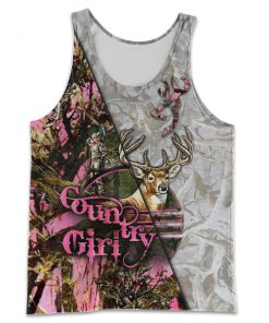 Country girl deer pink all over print tank top
