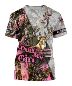 Country girl deer pink all over print tshirt