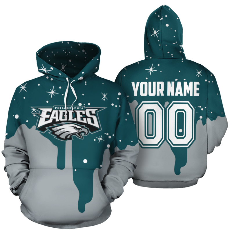 Custom name and number philadelphia eagles all over printed hoodie 1