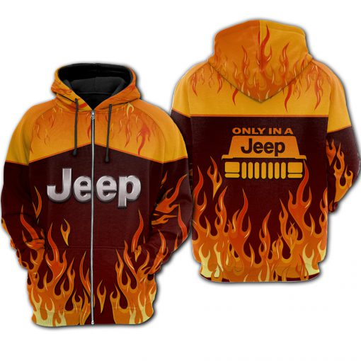 Fire jeep all over printed zip hoodie 1