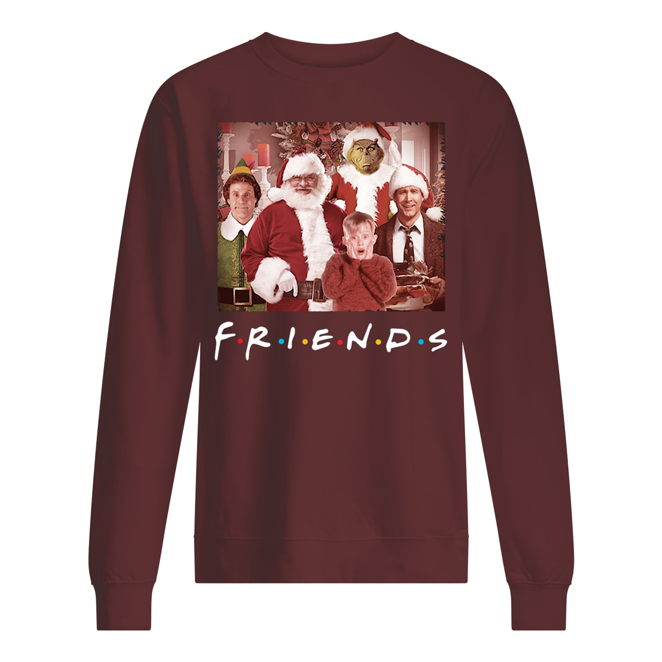 Friends tv show christmas movie characters sweatshirt