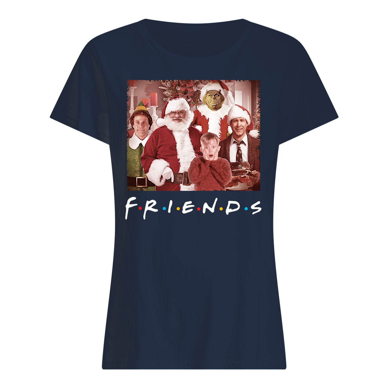 Friends tv show christmas movie characters womens shirt