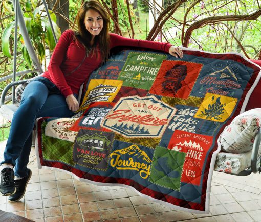 Get out and explore camping quilt 3