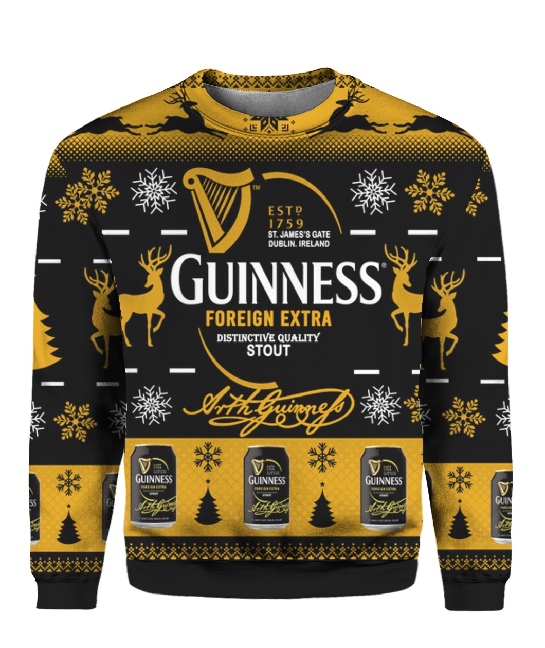Guinness foreign extra stout full printing ugly christmas sweater 1