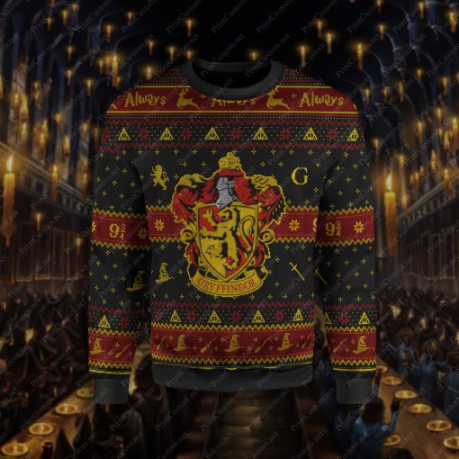 Harry potter gryffindor ugly christmas sweater - black