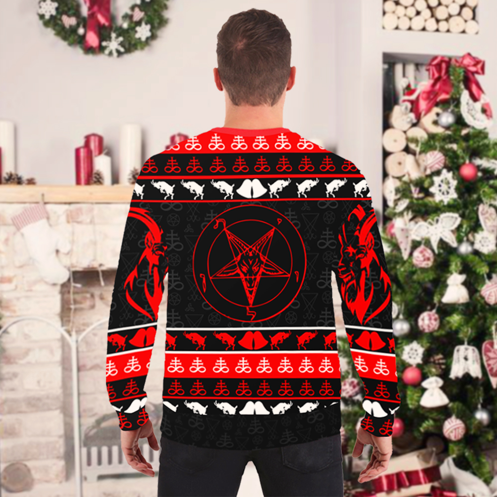 I love satan I mean santa full printing ugly christmas sweater 4