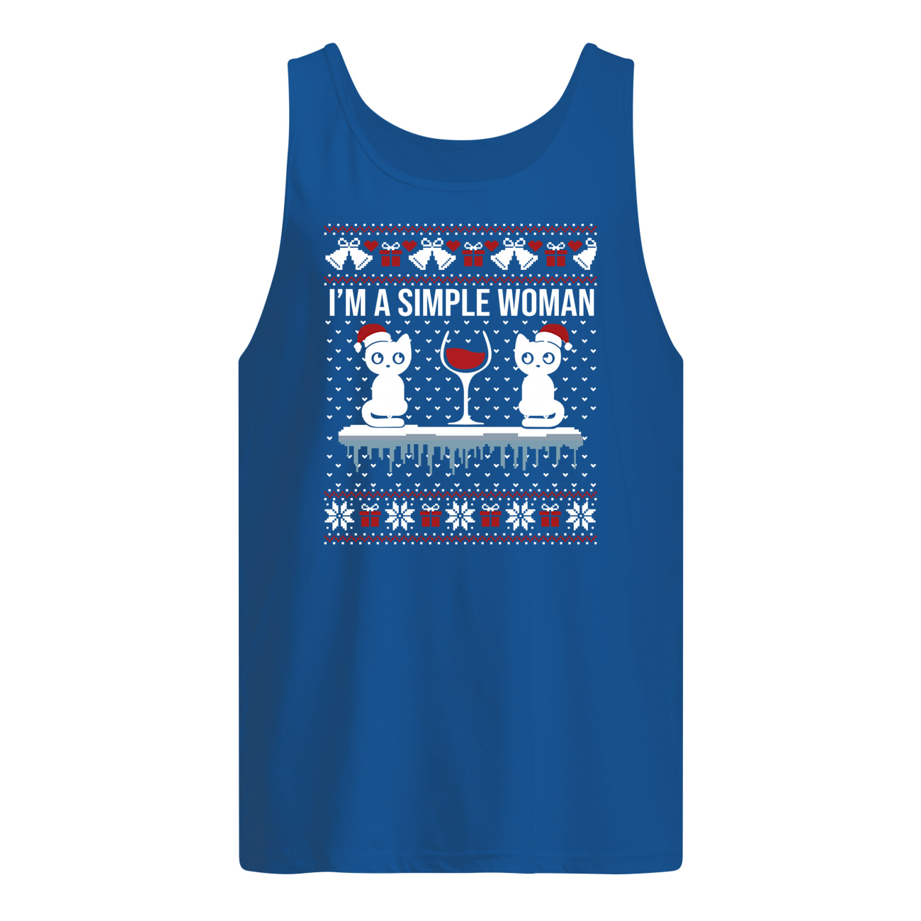 I'm a simple woman who loves cat and wine ugly christmas sweatshirt