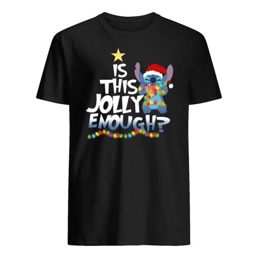 Is this jolly enough stitch christmas light mens shirt