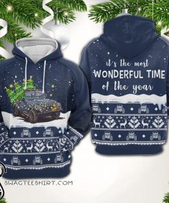 It's the most wonderful time of the year christmas tree jeep all over print hoodie