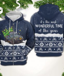 It's the most wonderful time of the year christmas tree jeep all over print zip hoodie 1